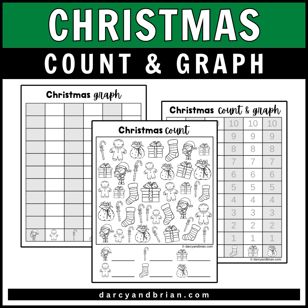printable christmas count and graph math activity for kids